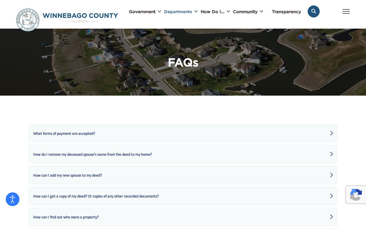 Winnebago County previous residents Recorder history guidance