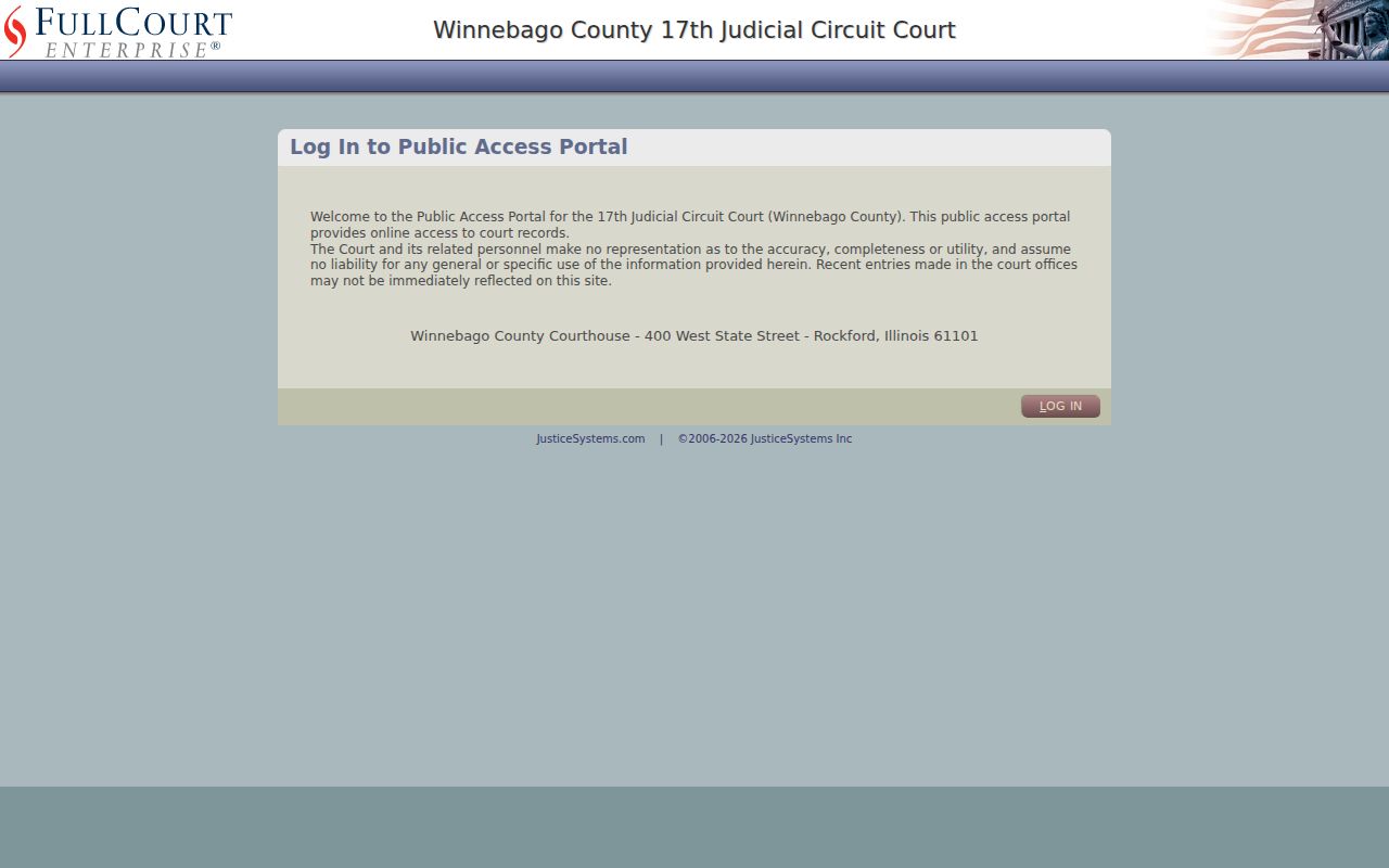 Winnebago County Full Court Enterprise public case-search screen